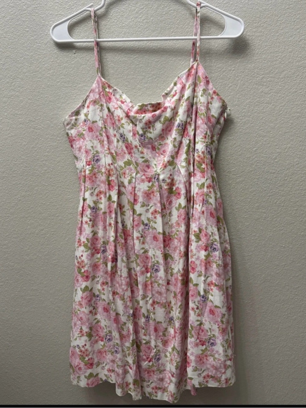 Altar'd State White and Pink Floral Cowl Slip Dress